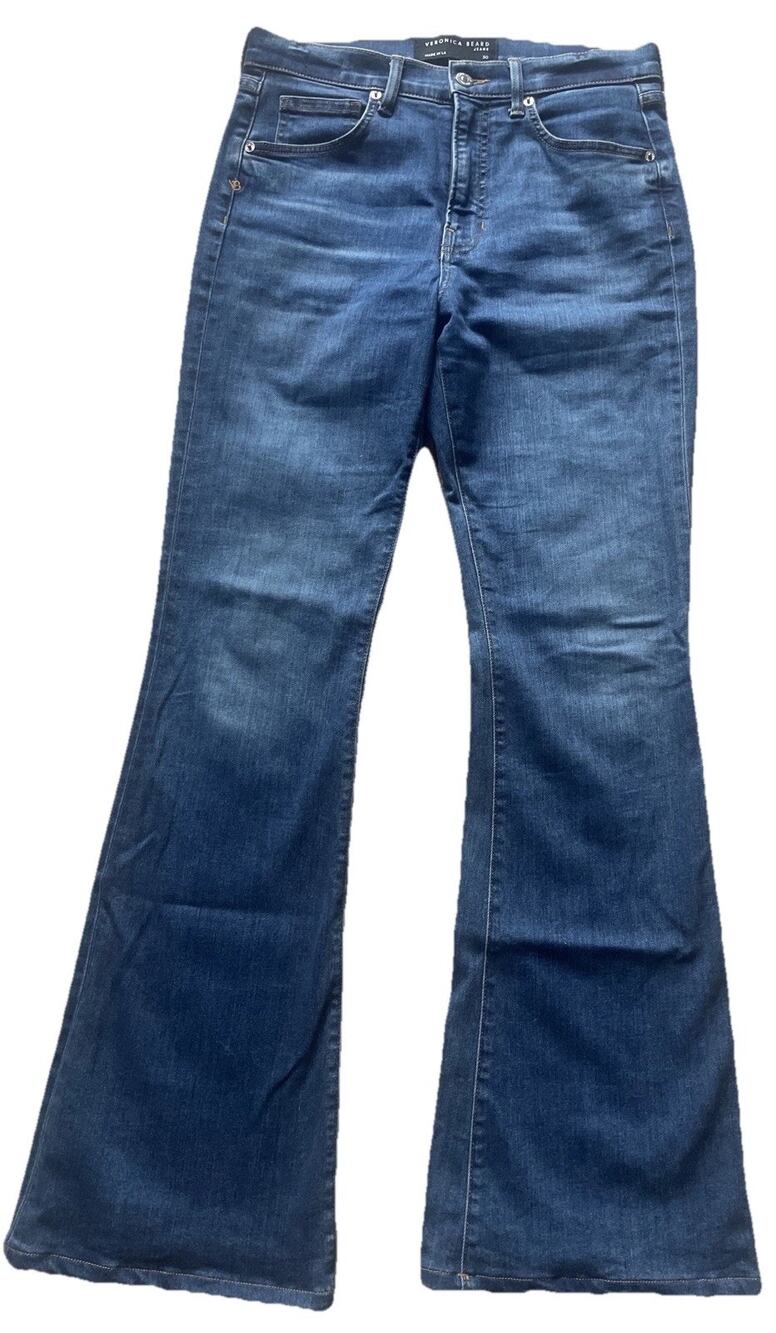 Veronica Beard Beverly Skinny Flare Jeans High Rise Dark Wash Size 30